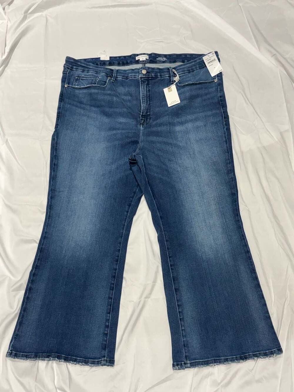 Good American Good Legs Crop Mini Boot Jeans Size 24 Indigo NWT $179